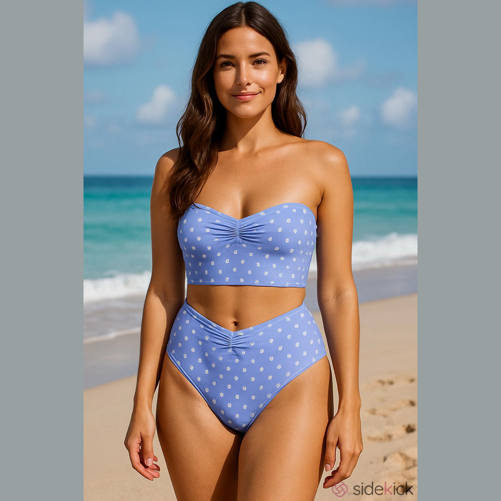NWT Xhilaration Large Blue White Polka Dot Bathing Suit Bottom